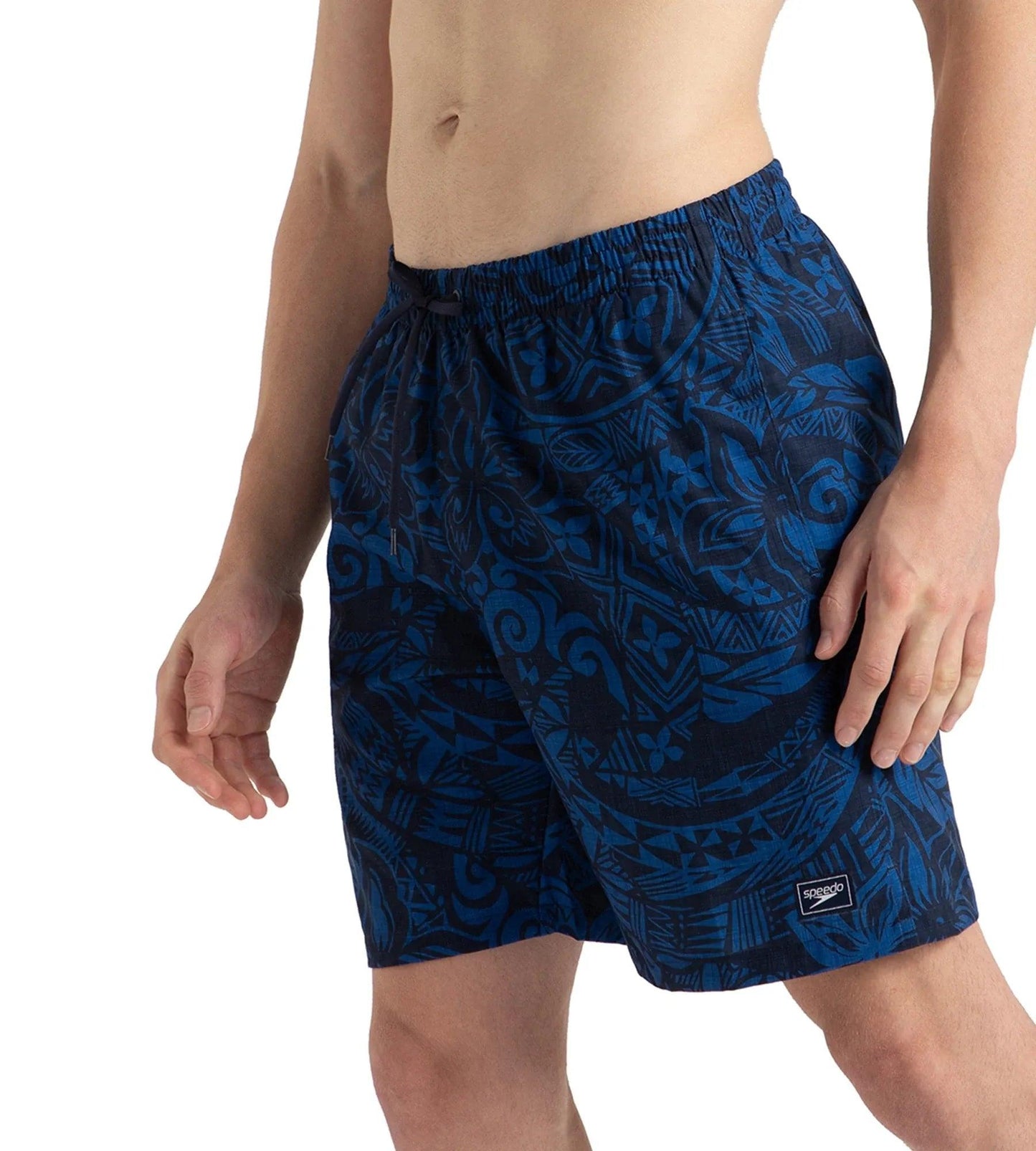 Men's 4 Way Flex Essential Printed Watershorts With Side Pockets - Peacoat & Turkish Sea