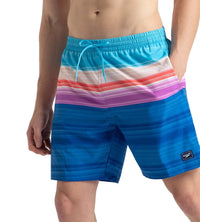 Men's 4 Way Flex Essential Printed Watershorts With Side Pockets - Turkish Sea, Picton Blue & Neon Violet