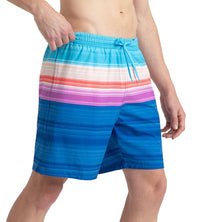 Men's 4 Way Flex Essential Printed Watershorts With Side Pockets - Turkish Sea, Picton Blue & Neon Violet