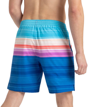 Men's 4 Way Flex Essential Printed Watershorts With Side Pockets - Turkish Sea, Picton Blue & Neon Violet