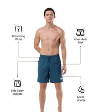 Men's Recycled Nylon Essential Watershorts - Dark Teal & White