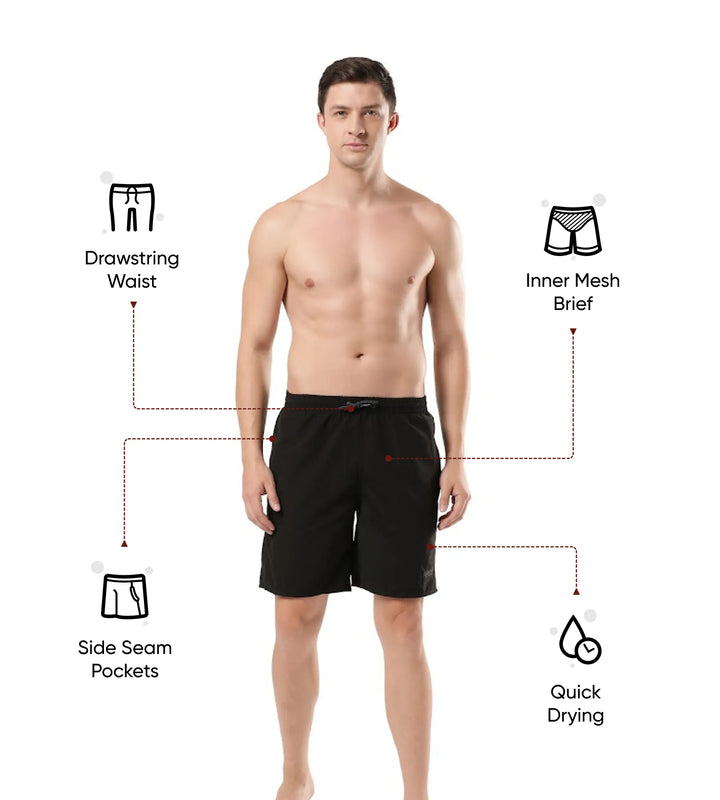 Men's Recycled Nylon Essential Watershorts - Black & Oxid Grey