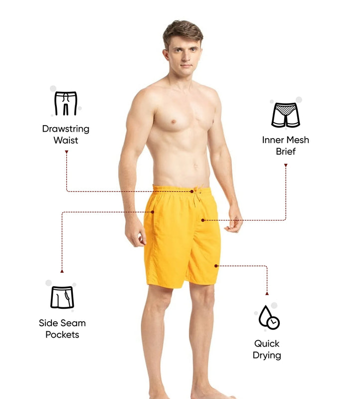 Men's Recycled Nylon Essential Watershorts - Mango & White