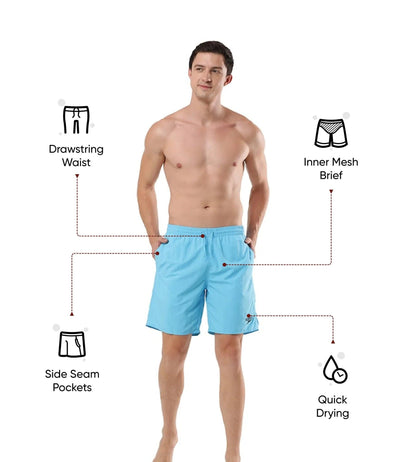 Men's Recycled Nylon Essential Watershorts - Picton Blue & True Navy