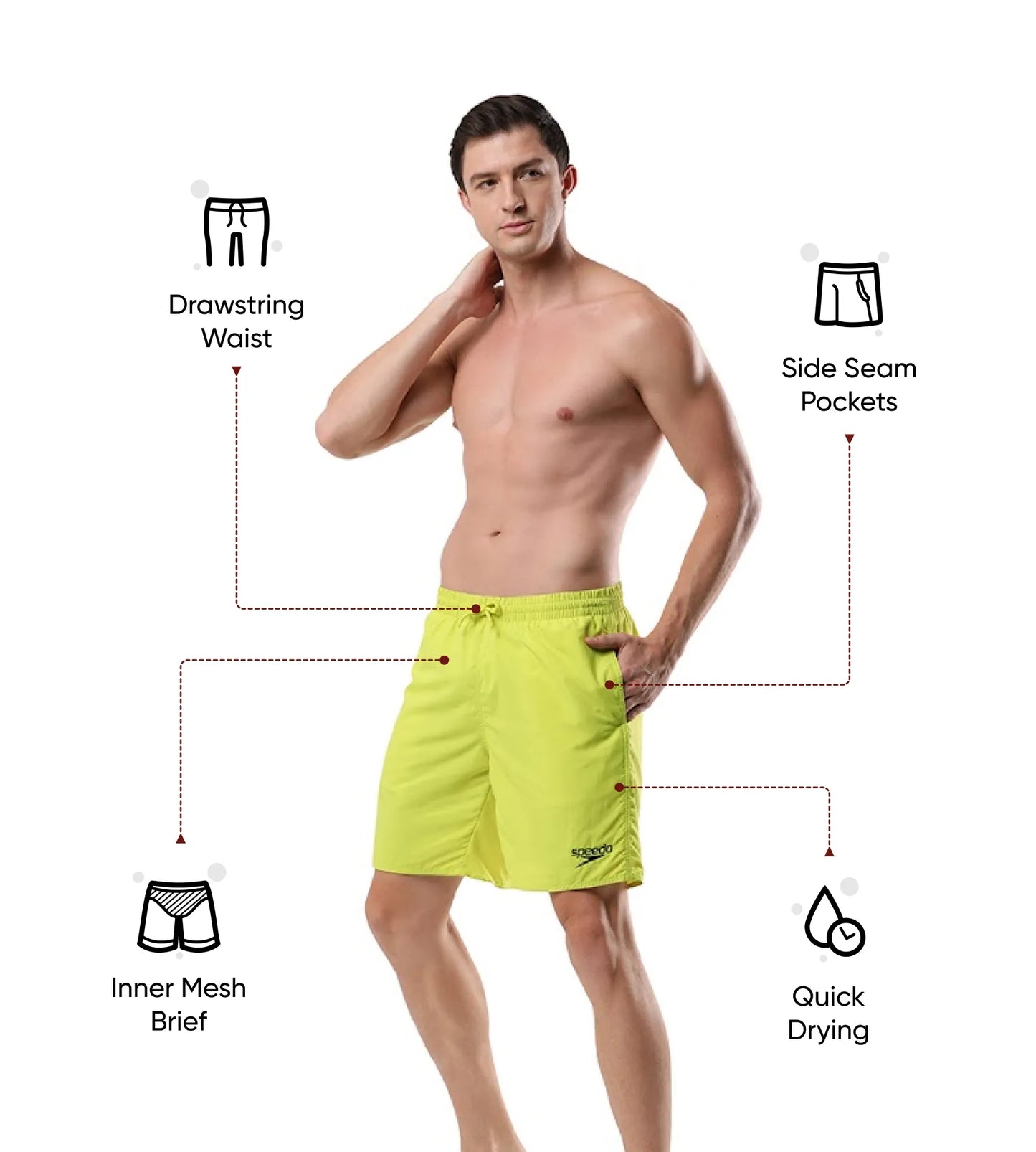 Men's Recycled Nylon Essential Watershorts - Bitterlime & Black