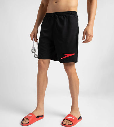 Men's Xpress Lite Essential Placement Printed Watershorts - Black & Fed Red