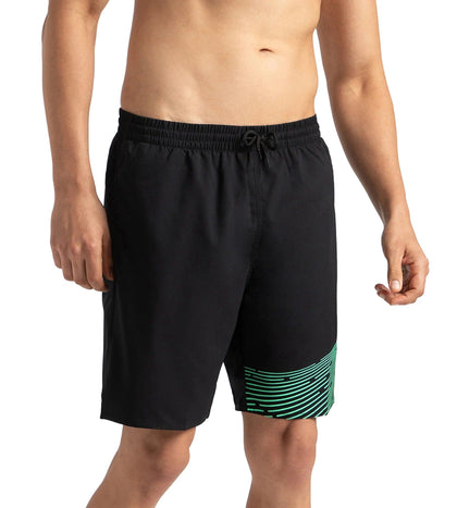 Men's Xpress Lite Essential Medley Logo Printed Watershorts - Black & Harlequin Green