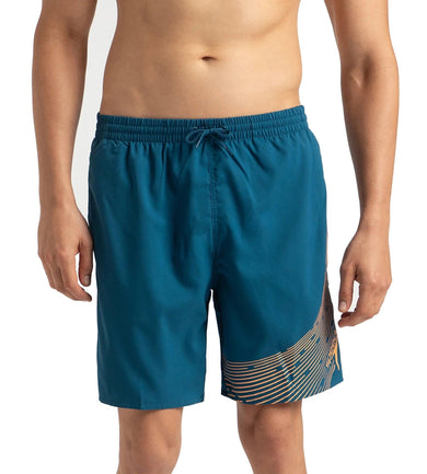 Men's Xpress Lite Essential Medley Logo Printed Watershorts - Dark Teal & Sweet Apricot