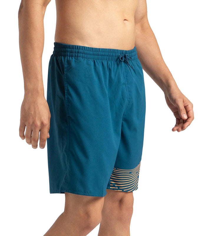 Men's Xpress Lite Essential Medley Logo Printed Watershorts - Dark Teal & Sweet Apricot