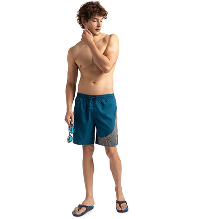 Men's Xpress Lite Essential Medley Logo Printed Watershorts - Dark Teal & Sweet Apricot