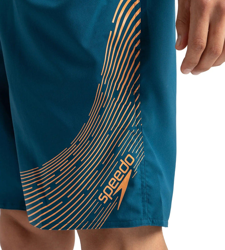 Men's Xpress Lite Essential Medley Logo Printed Watershorts - Dark Teal & Sweet Apricot