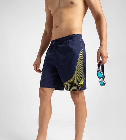 Men's Xpress Lite Essential Medley Logo Printed Watershorts - Navy & Bitter Lime