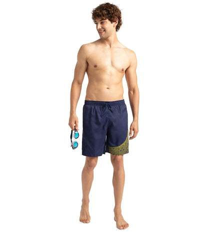 Men's Xpress Lite Essential Medley Logo Printed Watershorts - Navy & Bitter Lime