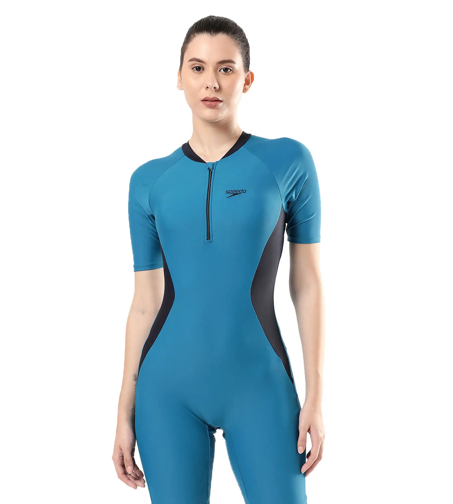 Buy Speedo Female Essential Panel Kneesuit Nordic Teal-True Navy Swimwear  Online