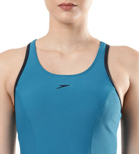 Women's Endurance Racerback Swimdress With Boyleg - Nordic Teal  &  True Navy_6