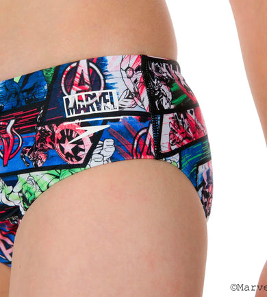 Boy's Marvel Avengers Allover Brief - Black  &  Neon Blue_5