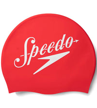 Unisex Adult Slogan Printed Swim Cap - Red & White_1