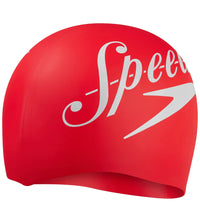 Unisex Adult Slogan Printed Swim Cap - Red & White_2