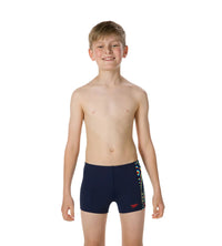 Boy's Endurance Allover Panel Aquashort - Navy  &  Pure Orange_2