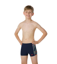 Boy's Endurance Allover Panel Aquashort - Navy  &  Pure Orange_3