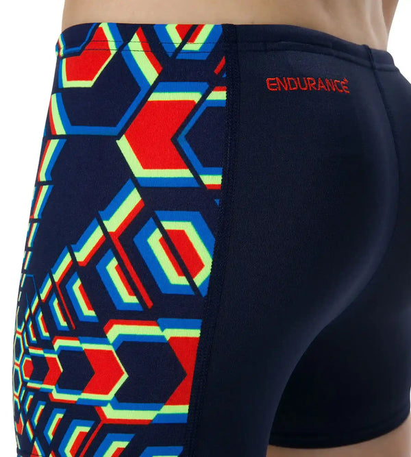 Boy's Endurance Allover Panel Aquashort - Navy  &  Pure Orange_6