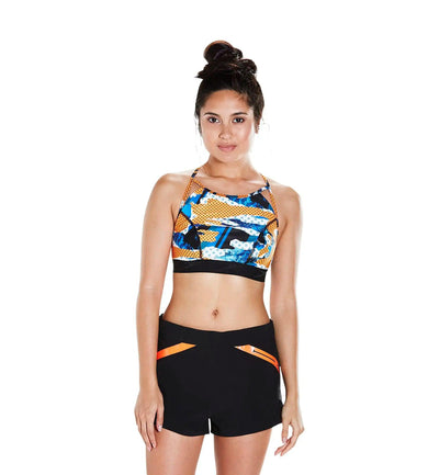 Women's Inject Wave Crop Top H20 Active - Black & Orange_1