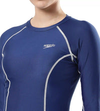 Women's Solid Long Sleeve Suntop - Ammonite Blue & White_7