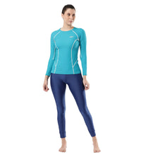 Women's Endurance Solid Long Sleeve Suntop - Aquarium  &  White_5