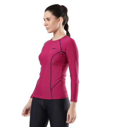 Women's Solid Long Sleeve Suntop - Berry  &  True Navy_2