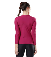 Women's Solid Long Sleeve Suntop - Berry  &  True Navy_4