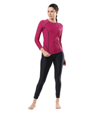 Women's Solid Long Sleeve Suntop - Berry  &  True Navy_5