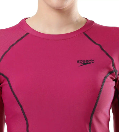 Women's Solid Long Sleeve Suntop - Berry  &  True Navy_6