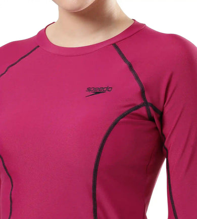 Women's Solid Long Sleeve Suntop - Berry  &  True Navy_7