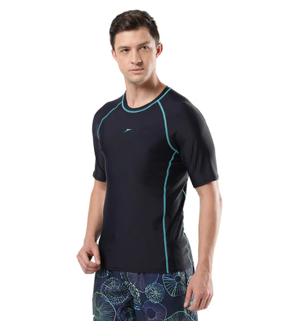 Men's Endurance Short Sleeve Suntop - True Navy  &  Aquarium_3