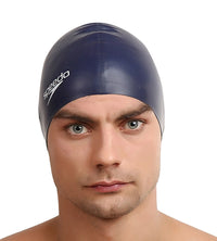 Unisex Adult Flat Silicone Swim Cap - Navy_2