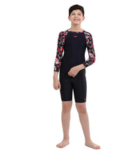 Boy's Endurance Glitchamp Long Sleeve Suntop - True Navy & Lava Red_5