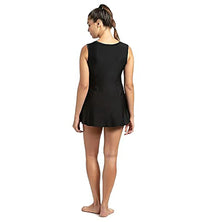 Women's Endurance Closed Back Swimdress With Boyleg - Black & Dapple Grey_4