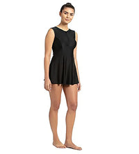 Women's Endurance Closed Back Swimdress With Boyleg - Black & Dapple Grey_3