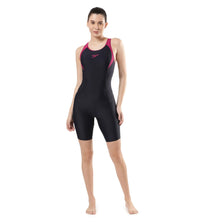 Women's Endurance Essential Panel Racerback Legsuit Swimwear  - True Navy  &  Berry_5