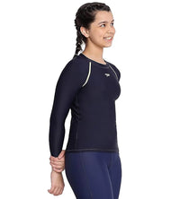 Girl's Endurance Solid Long Sleeve Suntop - True Navy  &  Spritz_5