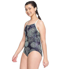 Girl's Endurance Allover Digital Muscleback Swimwear - True Navy & Aquarium_2