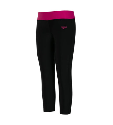 Girl's Solid Swim Capri - Black & Electric Pink_1