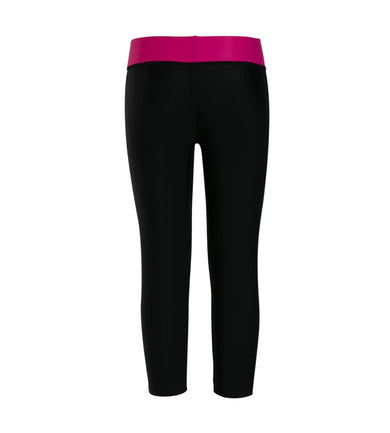 Girl's Solid Swim Capri - Black & Electric Pink_2