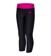 Girl's Solid Swim Capri - Black & Electric Pink_4